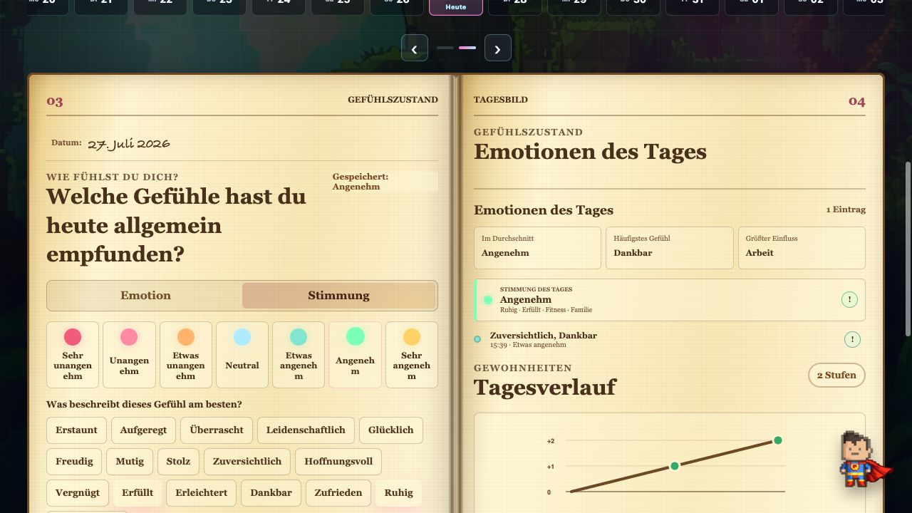 Erfassung von Stimmung, Emotionen und Einflüssen in myDailyQuest