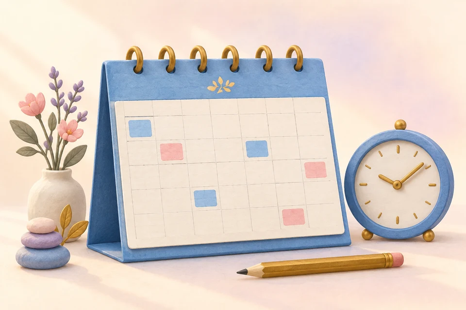 Kalender mit Terminen und Platz dazwischen