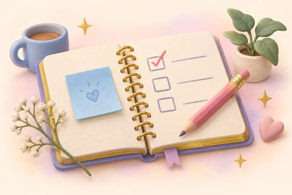 To-do-Buch mit Häkchen und Stift