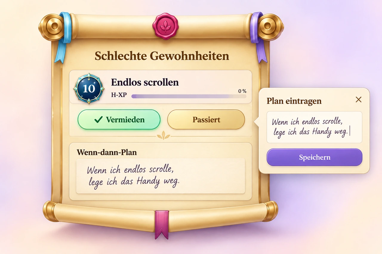 Stilisierte Detailansicht: Schlechte Gewohnheiten angehen