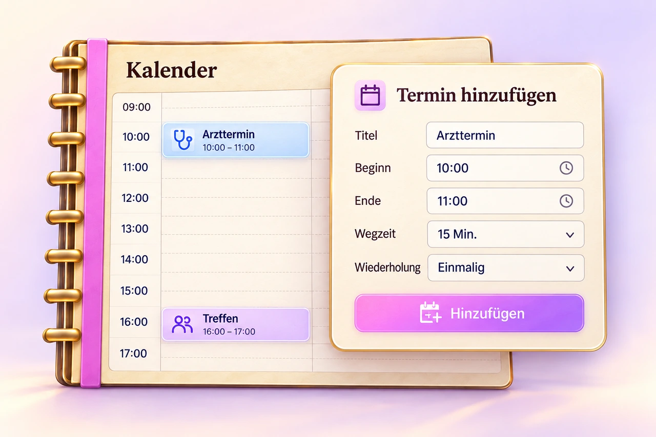 Stilisierte Detailansicht: Termine planen