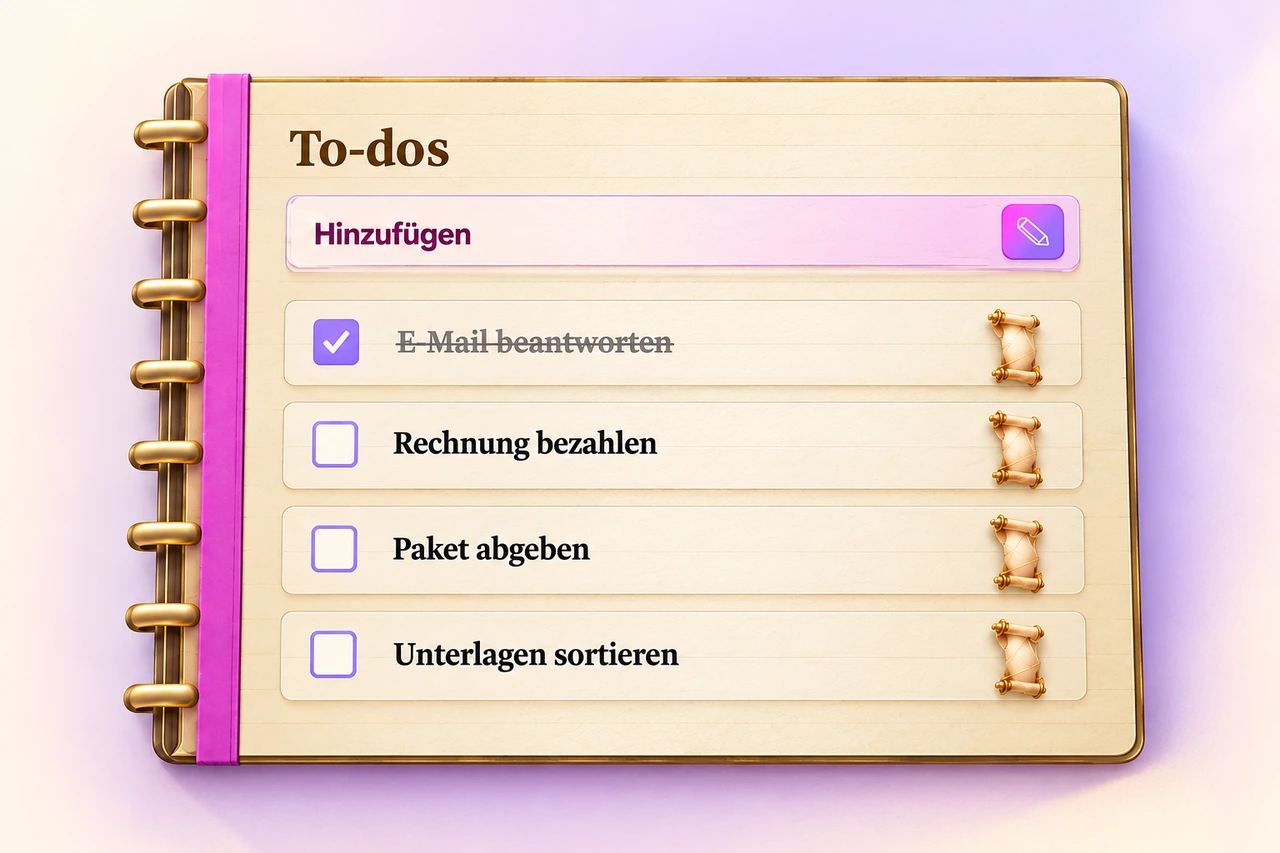 Stilisierte Detailansicht: To-dos aufschreiben
